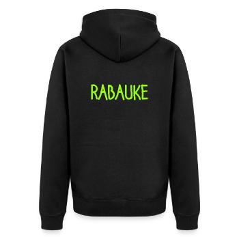 Rabauke - ungehobelter Mensch - ungezogenes Kind - Unisex Premium Bio Zip Hoodie - Schwarz - Hinten - Nico (187cm)