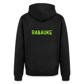 Rabauke - ungehobelter Mensch - ungezogenes Kind - Unisex Premium Bio Zip Hoodie - Schwarz - Hinten - Nico (187cm)