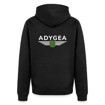 Adygea Design – Stylish for fans of the region - Unisex Premium Organic Zip Hoodie - black - Back - Nico (187cm)