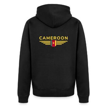 Cameroon Design – Pride and Diversity - Unisex Premium Organic Zip Hoodie - black - Back - Nico (187cm)