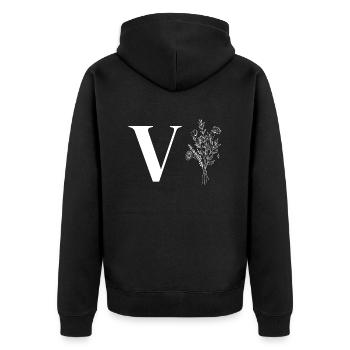 Minimalist flowers - Unisex Premium Organic Zip Hoodie - black - Back - Nico (187cm)