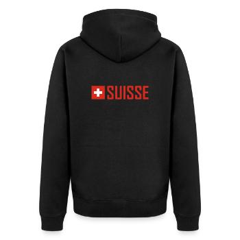 Schweiz - Flagge - Schwiiz - Suisse - Switzerland - Unisex Premium Bio Zip Hoodie - Schwarz - Hinten - Nico (187cm)
