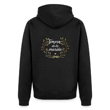 Témoin de la mariée couronne doré - Veste à capuche bio Premium Unisexe - noir - Dos - Nico (187cm)