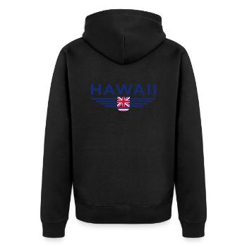 Hawaii Fan T-Shirt – Aloha Style - Unisex Premium Organic Zip Hoodie - black - Back - Nico (187cm)