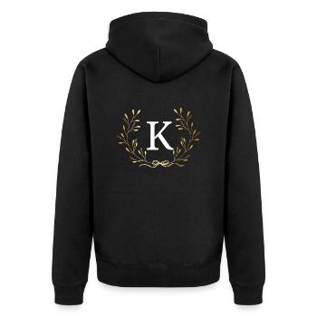 Buchstabe k Goldene Blumenkrone - Unisex Premium Bio Zip Hoodie - Schwarz - Hinten - Nico (187cm)