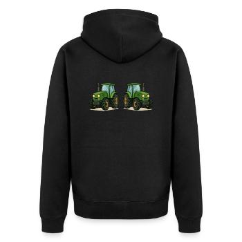 traktor 2 - Unisex Premium Bio Zip Hoodie - Schwarz - Hinten - Nico (187cm)