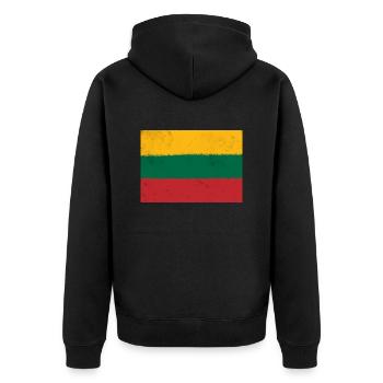 Flagge von Litauen - Unisex Premium Bio Zip Hoodie - Schwarz - Hinten - Nico (187cm)