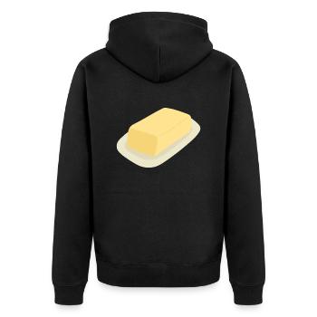 stick of butter - Unisex Premium Organic Zip Hoodie - black - Back - Nico (187cm)