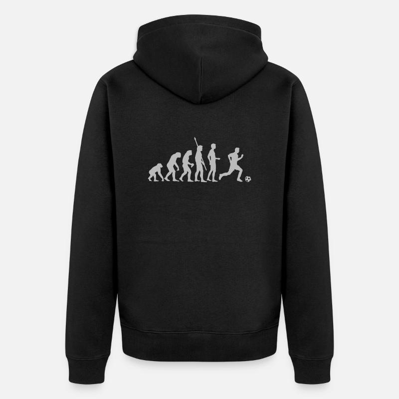 evolution_fussball_weiss - Unisex Premium Bio Zip Hoodie - Schwarz