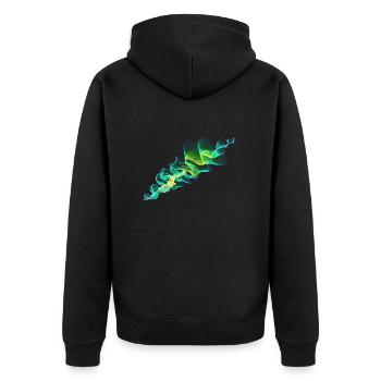 grüne Welle - Unisex Premium Bio Zip Hoodie - Schwarz - Hinten - Nico (187cm)
