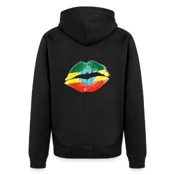 Kiss (Ethiopia) - Unisex Premium Organic Zip Hoodie - black - Back - Nico (187cm)
