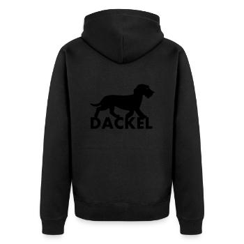 Dackel - Unisex Premium Bio Zip Hoodie - Schwarz - Hinten - Nico (187cm)