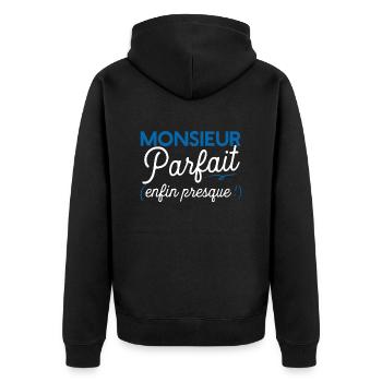 Monsieur parfait cadeau humour - Veste à capuche bio Premium Unisexe - noir - Dos - Nico (187cm)