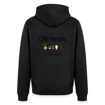 Gärtnerin aus Leidenschaft - Unisex Premium Bio Zip Hoodie - Schwarz - Hinten - Nico (187cm)
