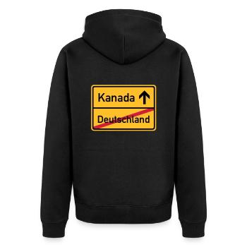 ortsschild_kanada__f3 - Unisex Premium Bio Zip Hoodie - Schwarz - Hinten - Nico (187cm)