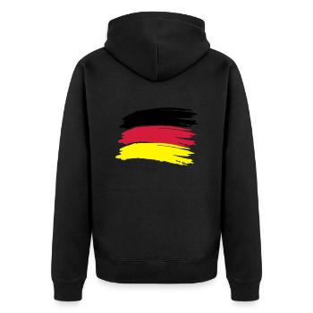 Deutschland Flagge - Unisex Premium Bio Zip Hoodie - Schwarz - Hinten - Nico (187cm)
