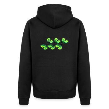 Schmetterling 1 - Unisex Premium Bio Zip Hoodie - Schwarz - Hinten - Nico (187cm)