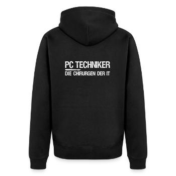 PC Techniker die Chirurgen der IT Geschenk - Unisex Premium Bio Zip Hoodie - Schwarz - Hinten - Nico (187cm)