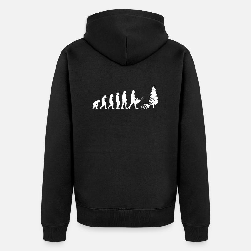Evolution Holzhacker weiss - Unisex Premium Bio Zip Hoodie - Schwarz