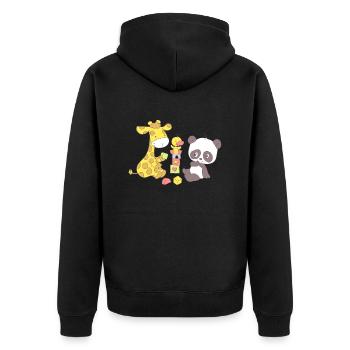 Giraffe and Panda playing with Blocks - Veste à capuche bio Premium Unisexe - noir - Dos - Nico (187cm)
