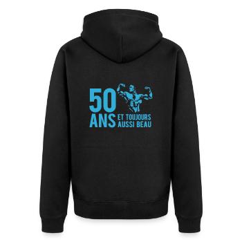 50 ans et toujours aussi beau - Veste à capuche bio Premium Unisexe - noir - Dos - Nico (187cm)