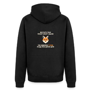 Der Rote Pelz reicht nicht allein, Fuchs muss sein - Unisex Premium Bio Zip Hoodie - Schwarz - Hinten - Nico (187cm)