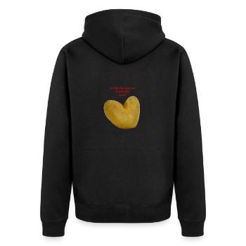 Karoffelherz2 - Unisex Premium Bio Zip Hoodie - Schwarz - Hinten - Nico (187cm)