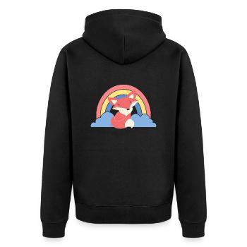 Cute fox with rainbow for children grandchildren - Unisex Premium Organic Zip Hoodie - black - Back - Nico (187cm)