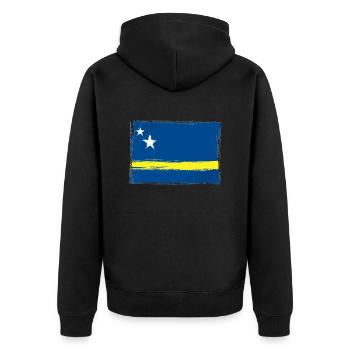Curacao - Unisex Premium Bio Zip Hoodie - Schwarz - Hinten - Nico (187cm)
