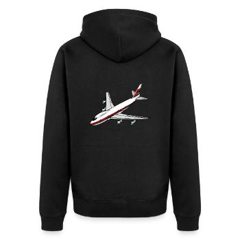 Jumbo - Unisex Premium Bio Zip Hoodie - Schwarz - Hinten - Nico (187cm)