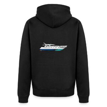 Schnell Boot - Unisex Premium Bio Zip Hoodie - Schwarz - Hinten - Nico (187cm)