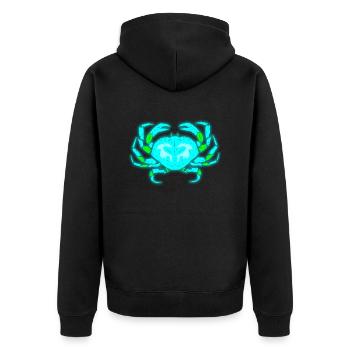 Fluereszent crab by The Manzanita´s - Unisex Premium Bio Zip Hoodie - Schwarz - Hinten - Nico (187cm)