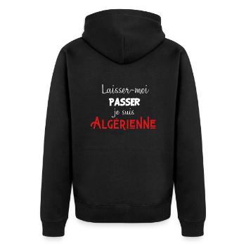 laisse-moi passer je suis algérienne - Veste à capuche bio Premium Unisexe - noir - Dos - Nico (187cm)