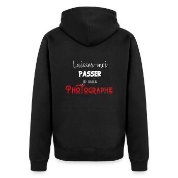 laisse-moi passer je suis photographe - Veste à capuche bio Premium Unisexe - noir - Dos - Nico (187cm)