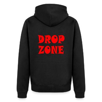 DROP ZONE - Fallschirmspringer! - Unisex Premium Bio Zip Hoodie - Schwarz - Hinten - Nico (187cm)