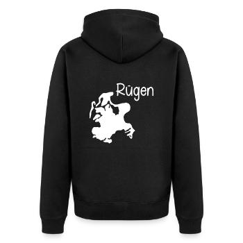 Rügen - Unisex Premium Bio Zip Hoodie - Schwarz - Hinten - Nico (187cm)