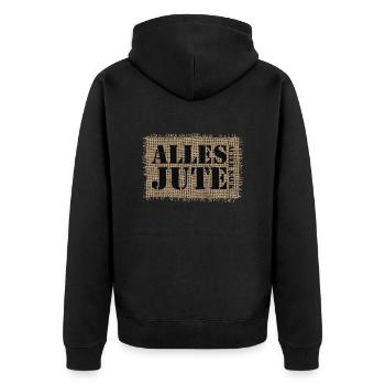 Jutesack - Unisex Premium Bio Zip Hoodie - Schwarz - Hinten - Nico (187cm)