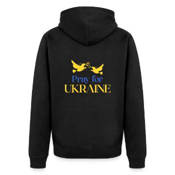 Priez pour l’Ukraine - Veste à capuche bio Premium Unisexe - noir - Dos - Nico (187cm)