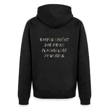 saufen flachgelegt werden Spaß Urlaub Sommer Sonne - Unisex Premium Bio Zip Hoodie - Schwarz - Hinten - Nico (187cm)