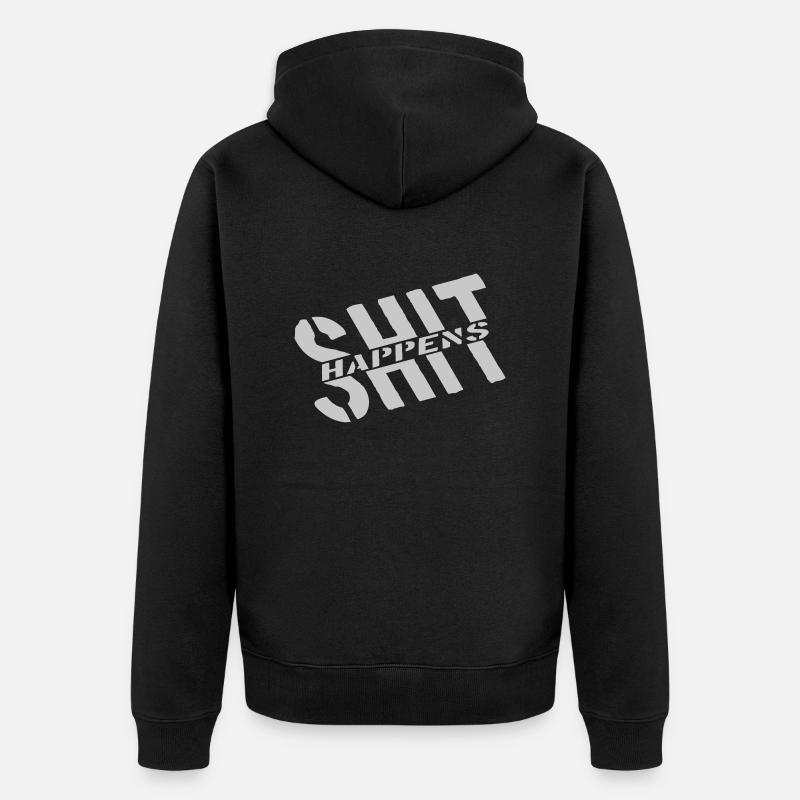 Devise Merde arrive blague - Veste à capuche bio Premium Unisexe - noir