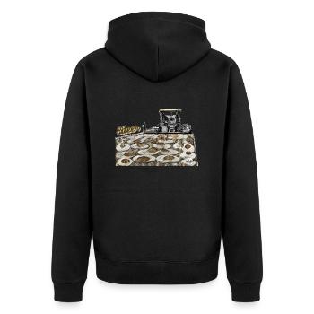 Eiteer vs Eiter - eine Straßenbaumaschine. - Unisex Premium Bio Zip Hoodie - Schwarz - Hinten - Nico (187cm)