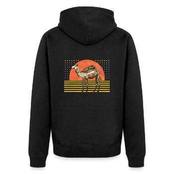 Kamel - Unisex Premium Bio Zip Hoodie - Schwarz - Hinten - Nico (187cm)