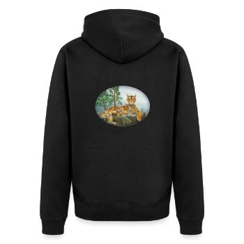Tiger with offspring - small - cute - family - Unisex Premium Organic Zip Hoodie - black - Back - Nico (187cm)
