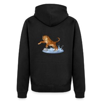 Tiger jumps - Cat family - Animals - Wildlife - Unisex Premium Organic Zip Hoodie - black - Back - Nico (187cm)