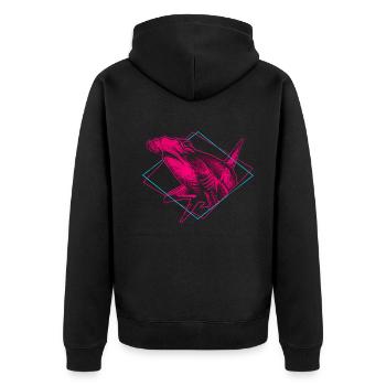 Hammerhai - Unisex Premium Bio Zip Hoodie - Schwarz - Hinten - Nico (187cm)
