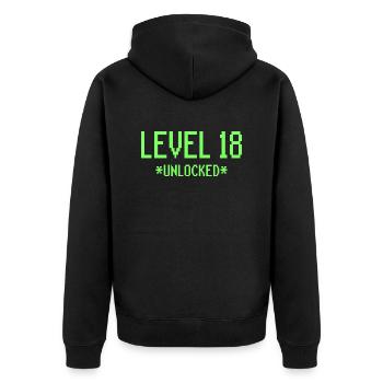 18e anniversaire Niveau 18 Jeux cadeaux - Veste à capuche bio Premium Unisexe - noir - Dos - Nico (187cm)