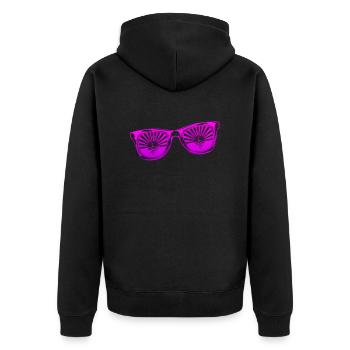 Sonnenbrille Sommer süß Happy Beach Ocean Surf - Unisex Premium Bio Zip Hoodie - Schwarz - Hinten - Nico (187cm)