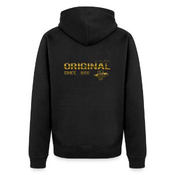 Original since 1999 - Unisex Premium Bio Zip Hoodie - Schwarz - Hinten - Nico (187cm)