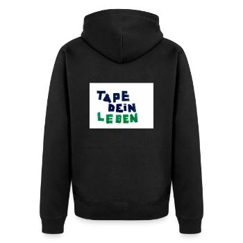 Tape dein Leben - Unisex Premium Bio Zip Hoodie - Schwarz - Hinten - Nico (187cm)