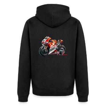 Show off your style with our motorcycle logos - Unisex Premium Organic Zip Hoodie - black - Back - Nico (187cm)
